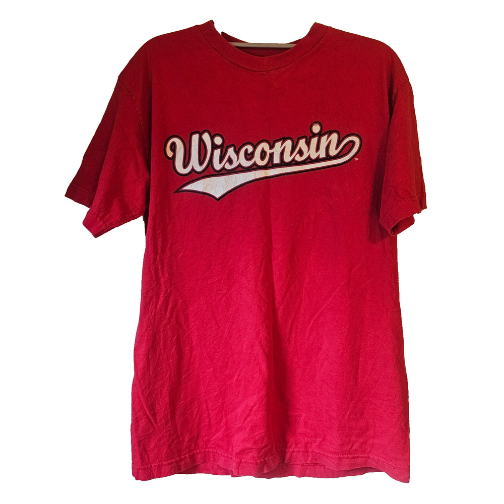 Wisconsin Badgers NCAA T Shirt Steve & Barry's Red Graphic Y2K Mens Medium